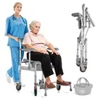 Shower Wheelchair, Bedside Commode, 4 in 1 Rolling Shower Chair with Wheels, ...