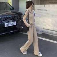 在飛比找momo購物網優惠-【D.studio】韓版寬鬆顯瘦運動套裝 連帽外套+開叉寬褲
