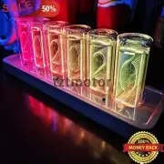 Glow Tube Clock LED Digital Solid Wood Tube Clock Night Light Adjustable Bright