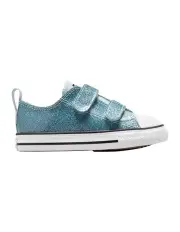 [Converse] Chuck Taylor All Star 2V Coated Glitter Infant Sneakers in Light Blue/White