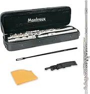 Montreux Student Flute for Beginners with Lightweight Protective Carry Case - Silver Plated, Offset G, Split E Mechanism, C Foot