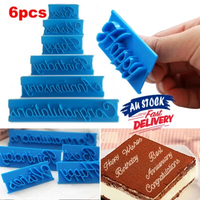 6PCS Cake Handwrite Alphabet Letter Fondant Cutter Cookie Biscuit Mould