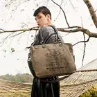 Myra Bag Handmade Gray Messenger Bag Upcycled Canvas & Cowhide Leather