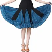 [Qsuccua] Women's Latin Dance Skirt Dance Training Clothes Short Skirt Big Swing Skirt Performance Costume