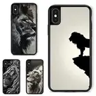 lion black white minalist For iPhone XS 11 12 13 14 15 16 Pro Max Hard TPU Cover