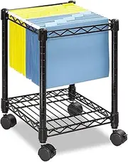 Safco Compact Mobile File Cart, Fits Letter and Legal-Size Hanging Folders, Rolling Steel File/Folder Cart