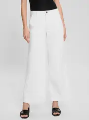 GUESS Women's White Zoya Wide Leg Pants Size: 31, Spandex