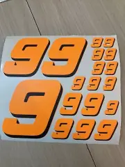 Fluorescent Orange W/Blk #9’s Racing Numbers Vinyl Decal Sheet 1/10-1/12 slash