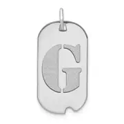 14k White Goldw Polished Letter G Initial Dog Tag Pendant