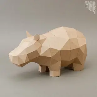 問創設計 DIY手作3D紙模型 禮物 擺飾 小動物系列 -圓滾滾河馬