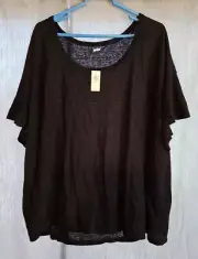 Old Navy - Women's Flutter-Sleeve Scoop-Neck T-Shirt - Black - Size 3X