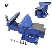8" Heavy duty Steel Bench Vise 360° Swivel Locking Base Precision-machined