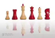 The Zagreb '59 Chess Set - Pieces Only - 3.875" King - Red & Natural Lacquered