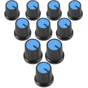 10Pcs Plastic Potentiometer Volume Control Rotary Knob Knurled Shaft Hole Blue