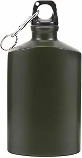 SUPVOX Portable Canteen, Wear-Resistant Aluminum Water Bottle with Hook, 500ml Capacity, Army Green, Ideal for Hiking, Camping, Travel, Outdoor Activities
