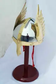 SCA Medieval Knight Viking Helmet Winged Norman King Helmet Wearable Replica NEW