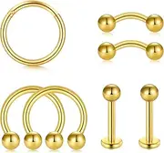 [LAURITAMI] 16G Lip Ring Labret Stud Nose Septum Horseshoe Eyebrow Bar Stainless Steel Tragus Helix Earrinsg Piercing Jewellery