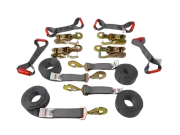 8 Point Diamond Weave Flatbed Rollback Car Tie Down Kit with Twisted Snap Hooks