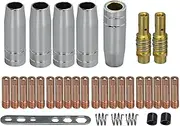 RIVERWELD MB15 15AK Contact Tip M6 0.030" 0.8mm & 0.035 0.9mm & Tips Holder Diffuser & Shield Cup & for MIG Welding Torch 33pcs