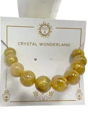 Gold Rutile Quartz Crystal Beads Bracelet 8mm