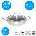 Triply Tri ply Stainless Steel Kadai Pot Frying Wok 24CM 2.7L