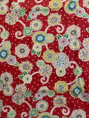 2007 HTF Mary Engelbreit Friends And Flowers Red Cotton Fabric By Moda 4 Yds
