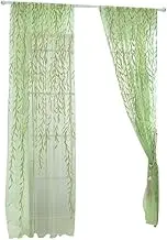 SEWACC Window Sheer Curtains for Room Window Curtains Leaf Pattern Single Voile Window Screen Curtain Home Decor Closet White Curtain Sheer Panels Plant Curtain