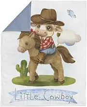 UNIQUE Little Cowboy Fabric Panel 29x39in, Quilting Panel, Baby Quilt Panel, Cotton Baby Panel, Blanket Panel, Sateen Cotton Fabric Panel for Quilting