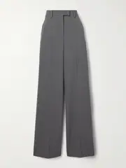 [Valentino Garavani] Valentino Garavani - Wool-blend Wide-leg Pants - Gray - IT38 IT 38 Gray