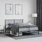 Metal Bed Frame Industrial Black Steel Mattress Base Double Size 135x190cm