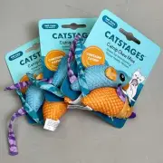 PETSTAGES (3-PACK) Catnip Chew Mice Catstages Dental Orang & Blue 327
