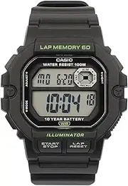 [Casio] Men's Lap 60 Digital Watch, Black Dial, Black Band