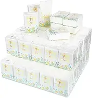 Geyee 100 Pcs Travel Tissue Packs Small Personal Facial Tissues Eucalyptus Leave Pocket Tissues Cute Individual Facial Tissue Packs for Wedding Party Favors (Stylish)