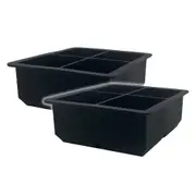 2PK Tempa Quinn Ice Cube Maker Trays Freezer Mould Soft/Silicone Square Black
