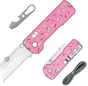 OKNIFE Otacle U1 Folding Pocket Utility Knife, Quick Change Box Cutter with Rail Lock, EDC Razor Knife with Pocket Clip for Office, Factory (Doughnut)