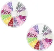PLAFOPE 2 Box Star Sequin Nail Art Set Rhinestones Colorful Sequins for DIY Manicure Nail Decoration for Home Store Use