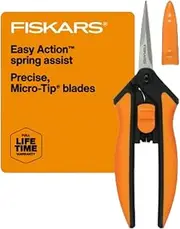 Fiskars Softouch Micro-Tip Pruning Snip, Non-Coated Blades, Orange/Black (399240-1003)