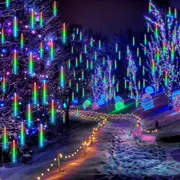 10 Tube 360 LED Solar Powered Lights Lamps Meteor Shower Rain Lights