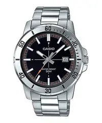 在飛比找Yahoo!奇摩拍賣優惠-【金台鐘錶】CASIO 卡西歐 日期顯示 不鏽鋼錶帶 防水5