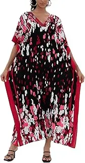 [L-Peach] Women Caftan Roomy Loungewear Nightgown Beach Dress Cover Ups Robe Sarong Pareo, D Multicolor 5, One size