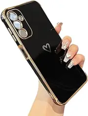 [ZTOFERA] Designed for Samsung Galaxy A13 5G Case,Cute Plating Edge Love Hearts Pattern with Camera Lens Protection Phone Cover for Girls Women,Black