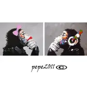 300cm MASSIVE CANVAS Art Print DJ MONKEY gorilla ape GIRL chimp PAINTING pepe