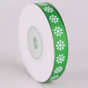 Christmas Snowflake Green Grosgrain Ribbon Spool 10 Yards
