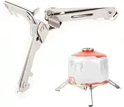 Stainless Steel Outdoor Camping Tank Stove Base Holder Folding Cartridge Canister Tripod Bracket Portable Bottle Shelf Tilting Prevention Stand for Camping, Hiking, Leisure Travel