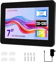 Waveshare 7inch 720 × 1280 Industrial HMI Pi4 All-in-one Touch Display, Built-in Raspberry Pi 5-4GB, Dual 4K HDMI Output, 10-Point Touch, Optical Bonding, Aluminum Alloy Case for Heat Dissipation