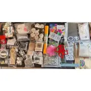 Lot # 8 Craft Supplies, Tools, Decor & More - Beads, Vinyl, Teddy Bear, Q-Tips