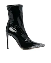 105mm crystal-embellished patent-leather boots 40 Black
