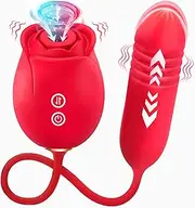 Rose Sex Toys for Women – Upgraded Rose Sex Stimulator for Women with 18 Sucking Thrusting Dildo G Spot Vibrator Clitoral Stimulator, Rose Sex Sucker Adult Sex Toys Games for Woman Couples Pleasure