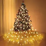 新品帶環形聖誕樹燈裝潢燈串頂星庭院花園戶外樹樹衣瀑布LED彩燈