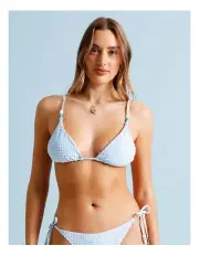 [Chloe & Lola] Milly Bikini Top in Sky in Blue Gingham Print